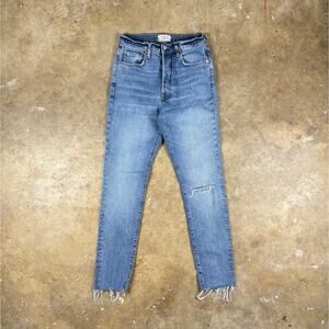 Free People We The‎ Free Distressed Raw Hem Jeans Women’s Size 28 Light Wash